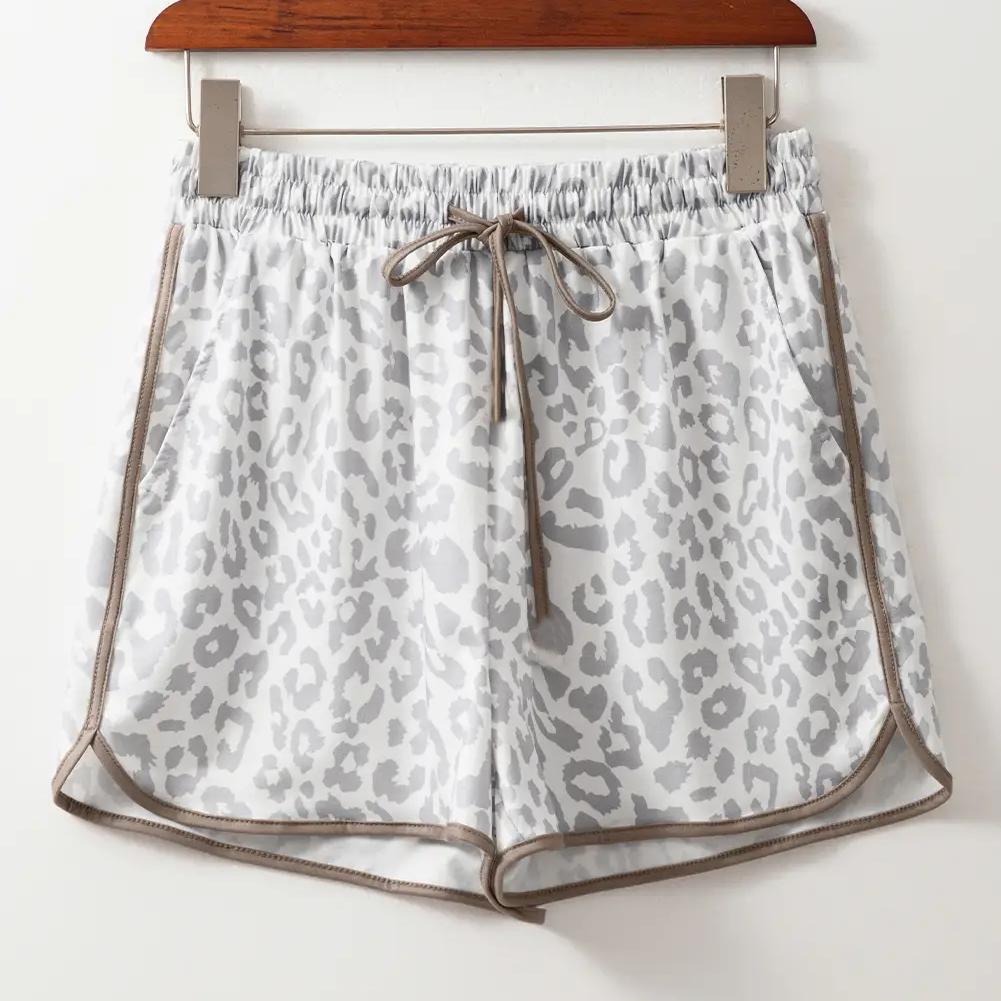 Adult women grey leopard summer shorts preorder