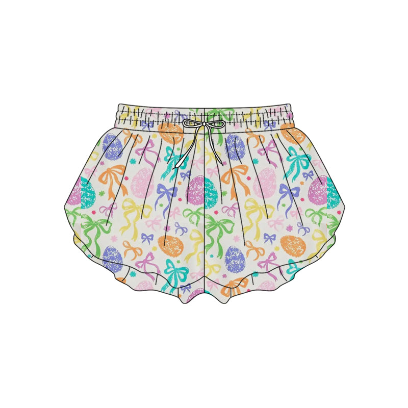 Adult women colorful bow easter eggs summer yoga shorts preorder