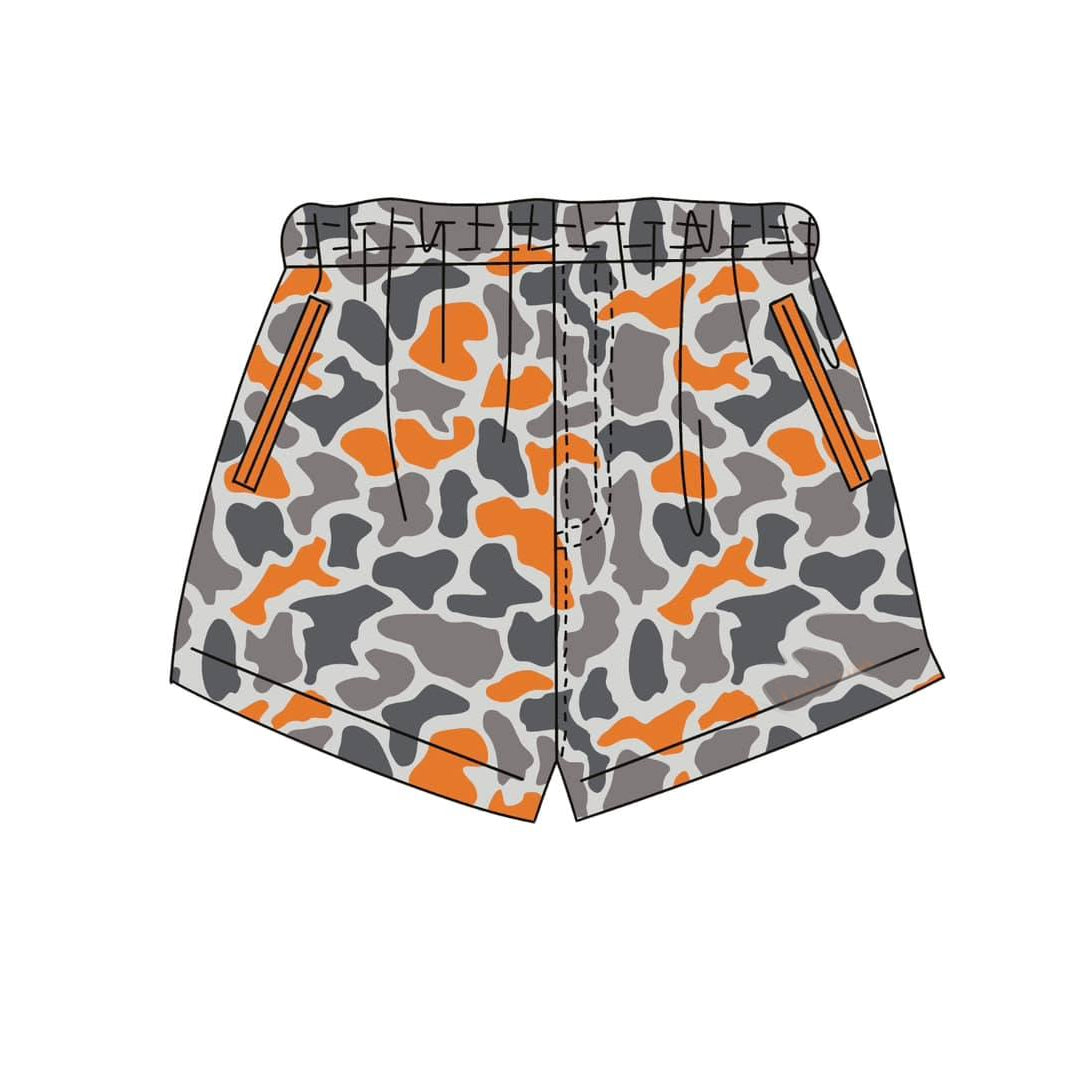 Toddle baby boy grey orange camo summer shorts preorder