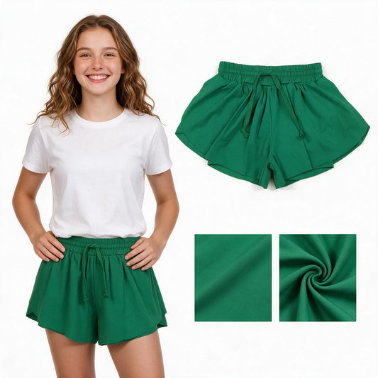 Toddle baby girls green color summer yoga shorts