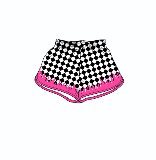 Toddle baby girls black plaid summer yoga shorts preorder