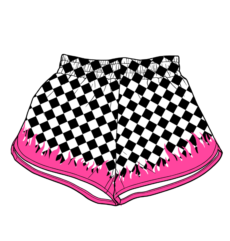 Adult women black plaid summer yoga shorts preorder