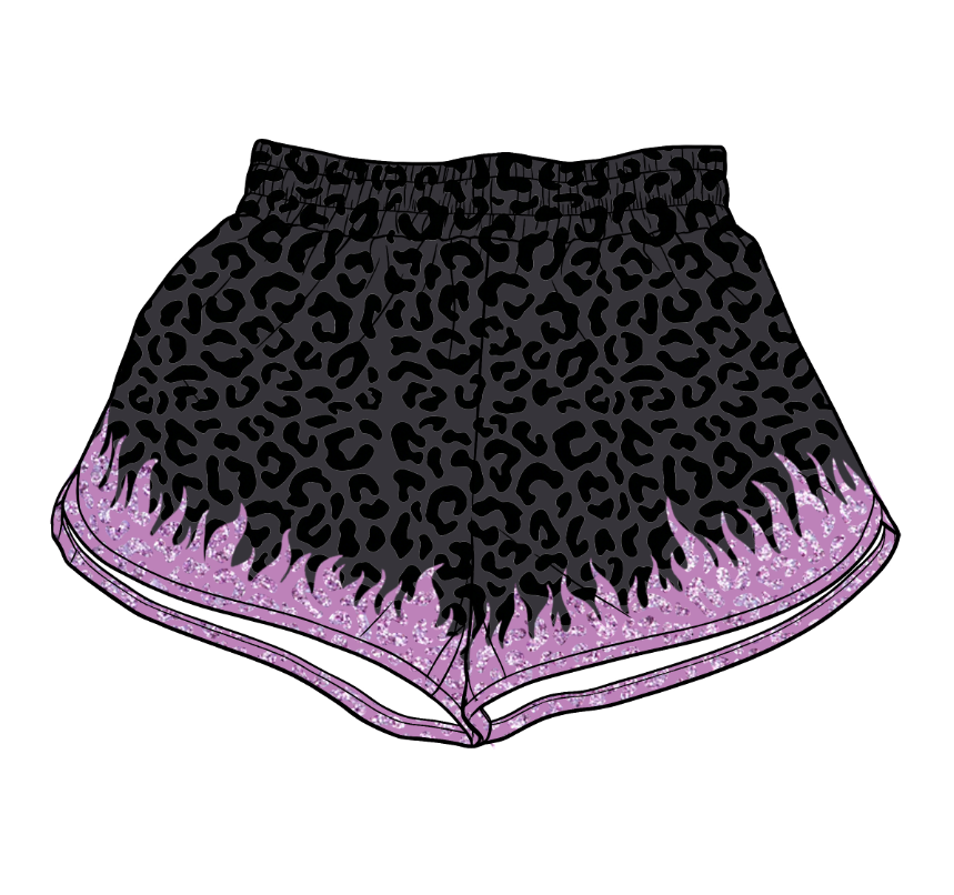 Toddle baby girls black leopard summer yoga shorts preorder