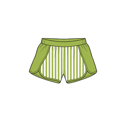 Toddle baby girls green stripes summer yoga shorts preorder