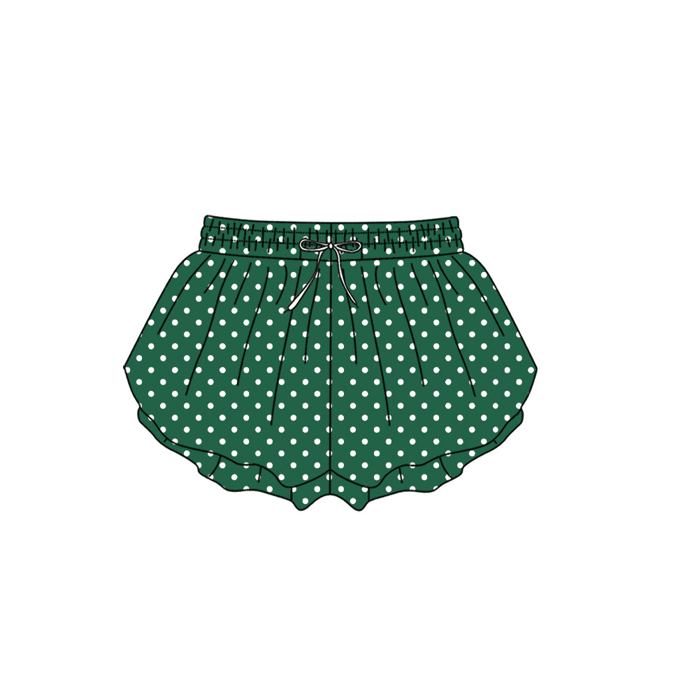 Adult women green polka dots summer yoga shorts preorder