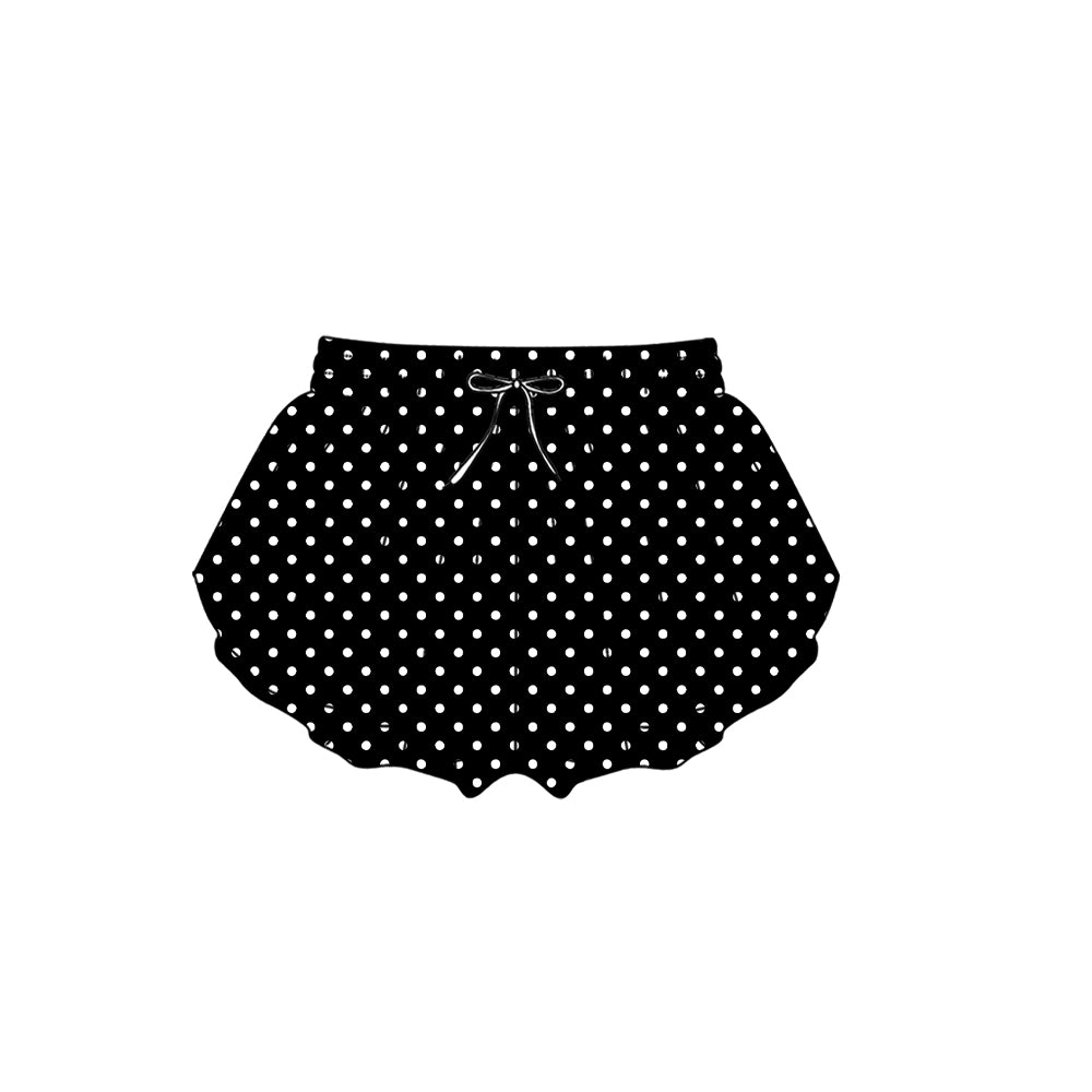 Adult women black polka dots summer yoga shorts preorder