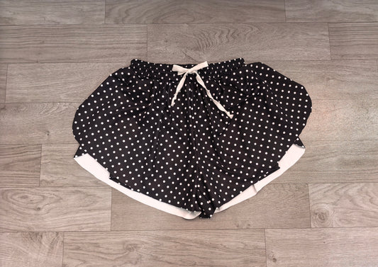 Adult women black polka dots summer yoga shorts preorder