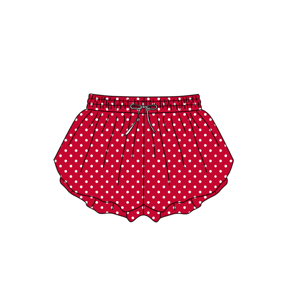 Adult women dark red polka dots summer yoga shorts preorder