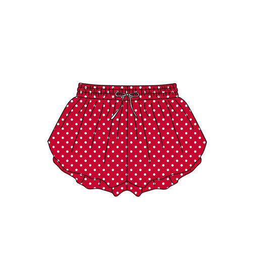 Adult women dark red polka dots summer yoga shorts preorder