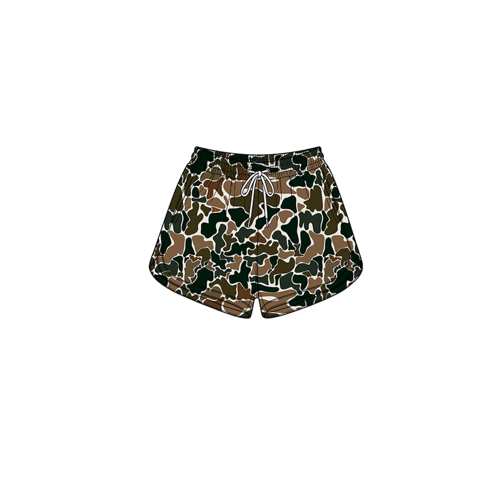 Toddle baby girls brown camo print summer yoga shorts preorder