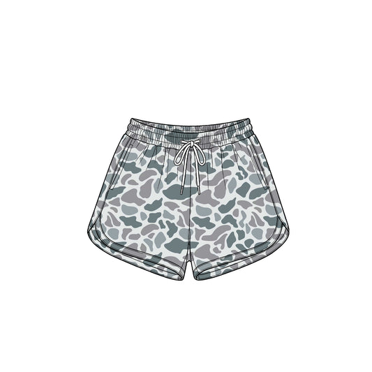 Adult women grey camo summer yoga shorts preorder