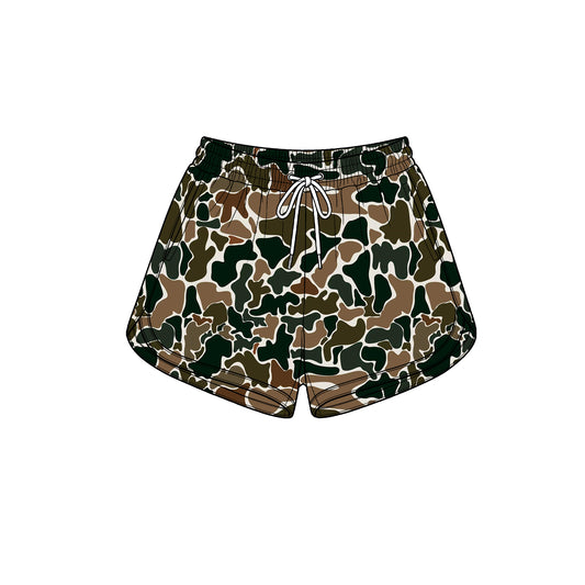 Adult women brown camo summer yoga shorts preorder
