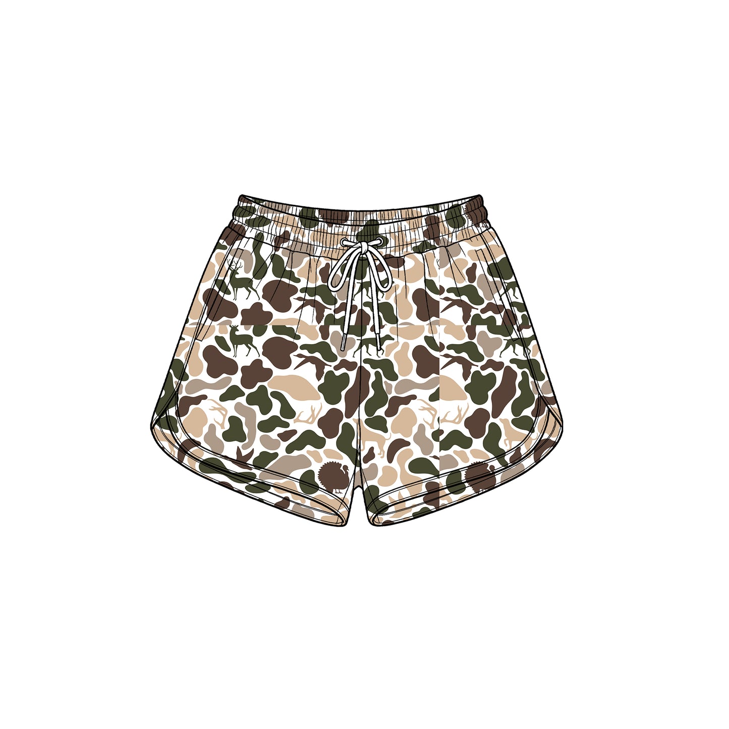 Adult women deer duck camo summer yoga shorts preorder