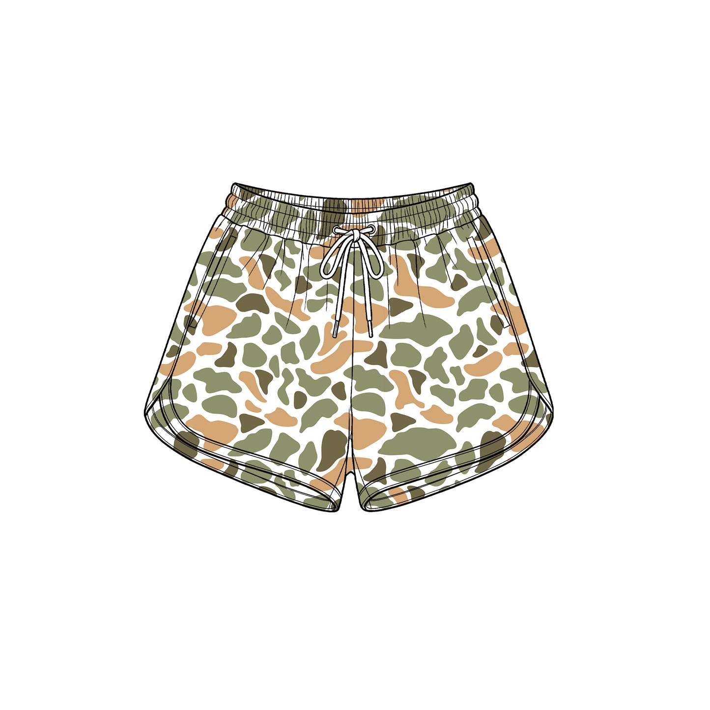 Adult women orange green camo summer yoga shorts preorder