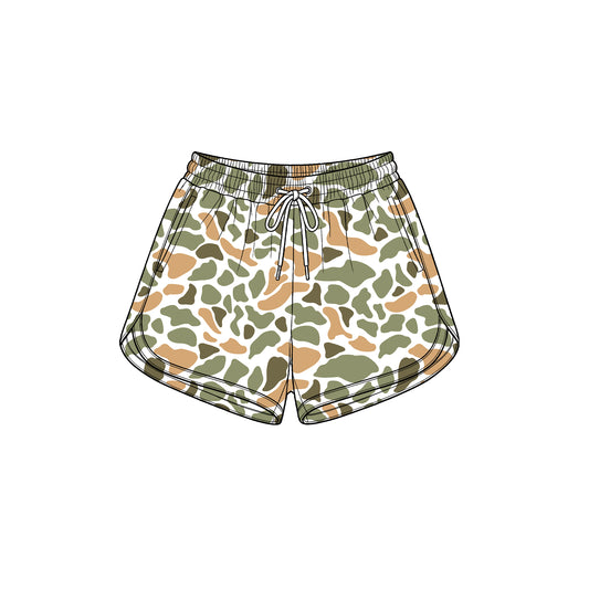 Adult women orange green camo summer yoga shorts preorder