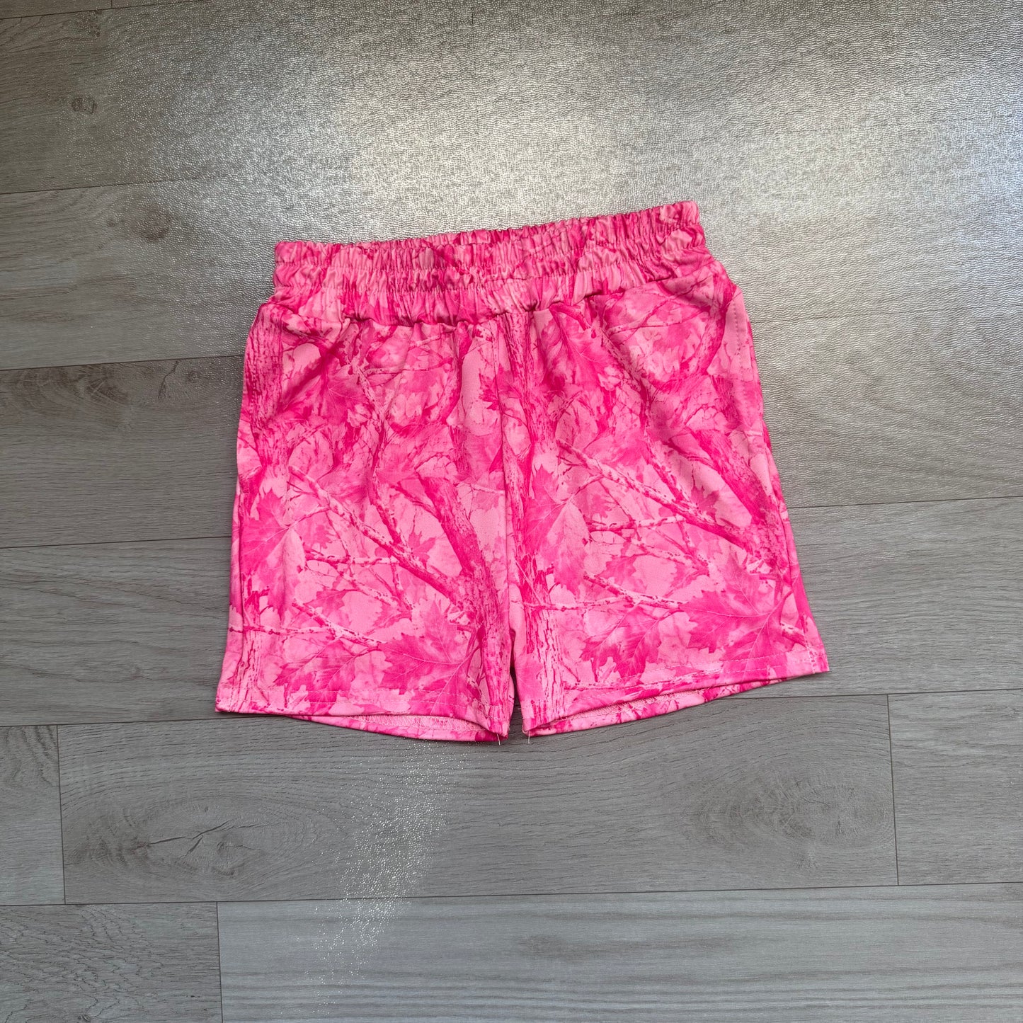 Toddle baby girls pink leaves summer shorts preorder