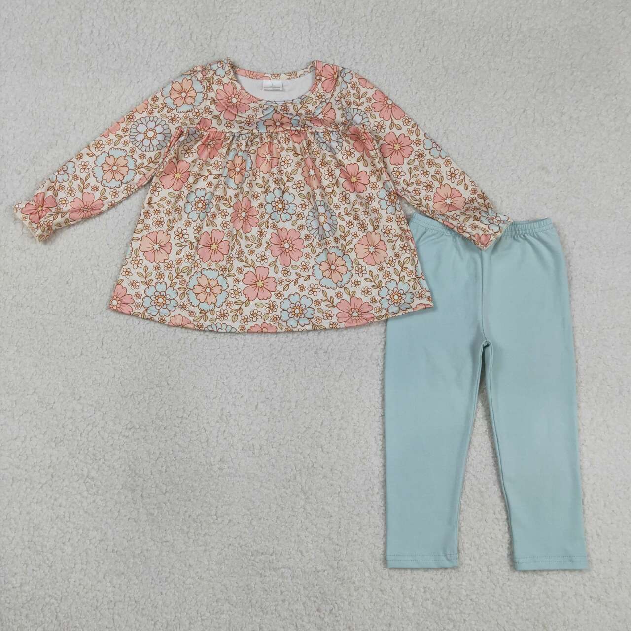 Toddle baby girl pink blue flower outfit