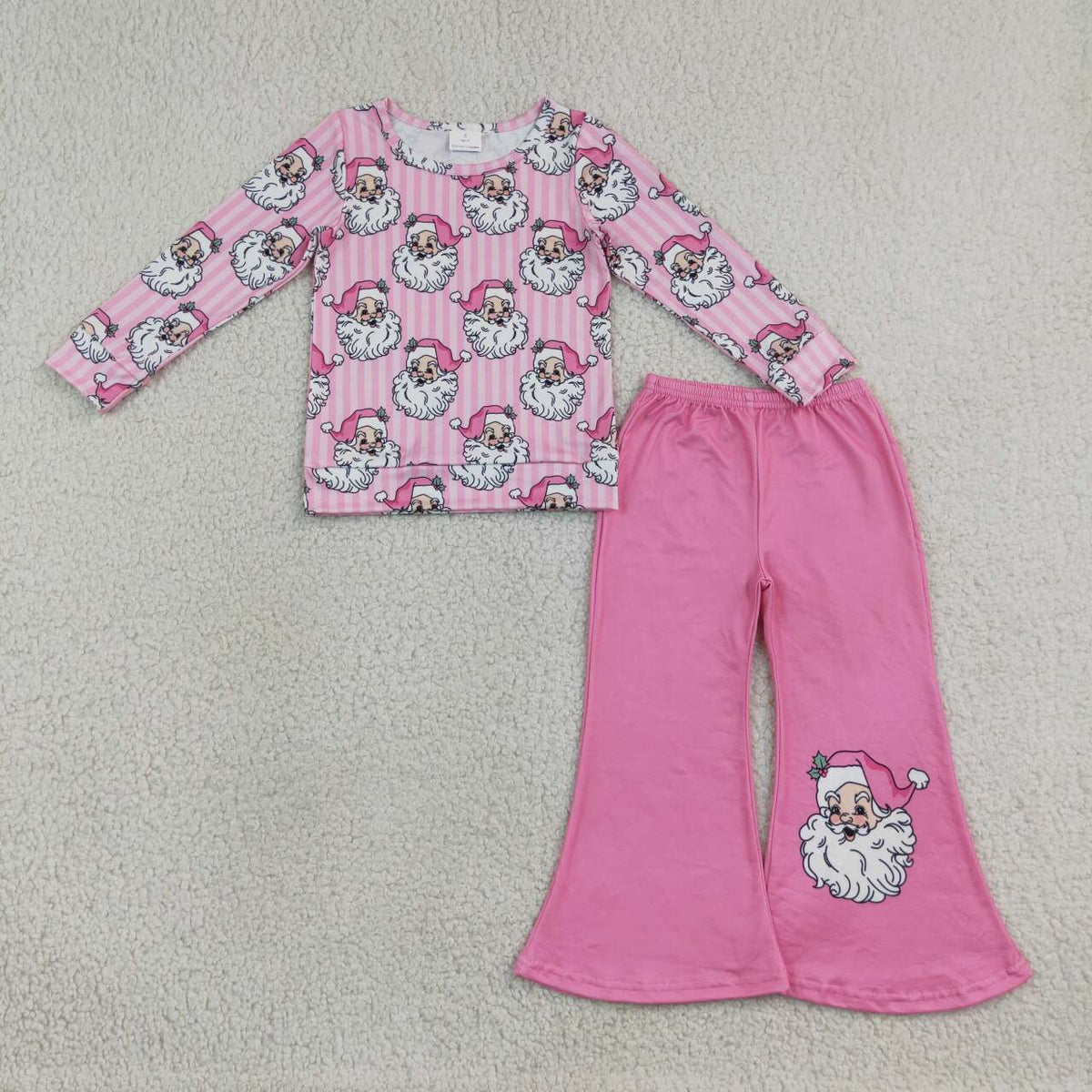Long sleeve Christmas santa claus top matching pants girl wholesale factory price outfit