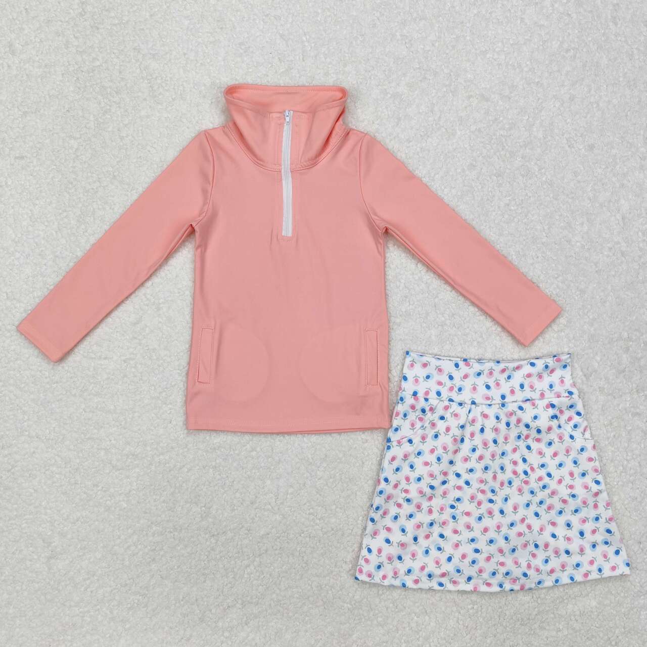Girls pink active wear top matching skirt  clothes