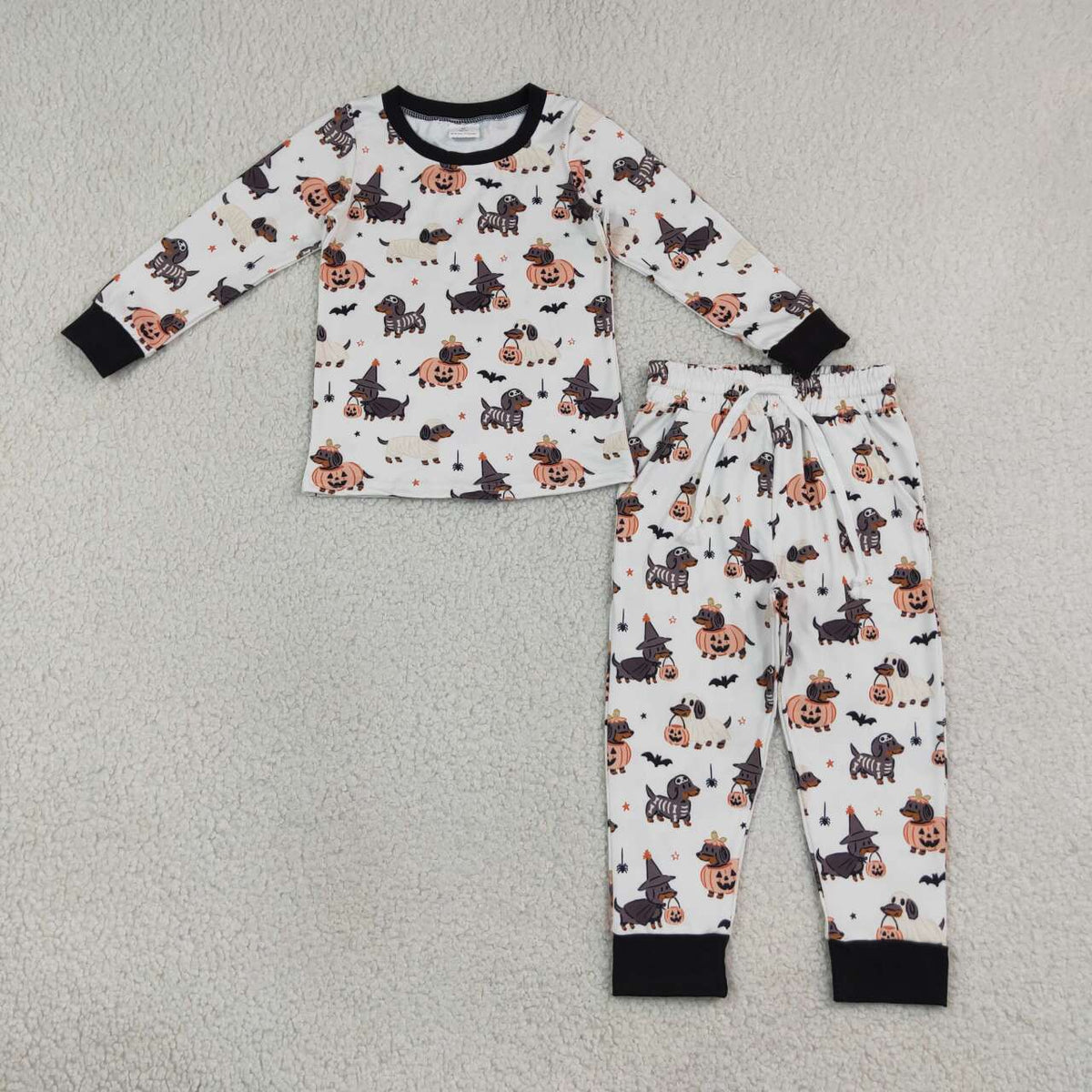 Halloween pumpkin ghost print boys long sleeve outfit