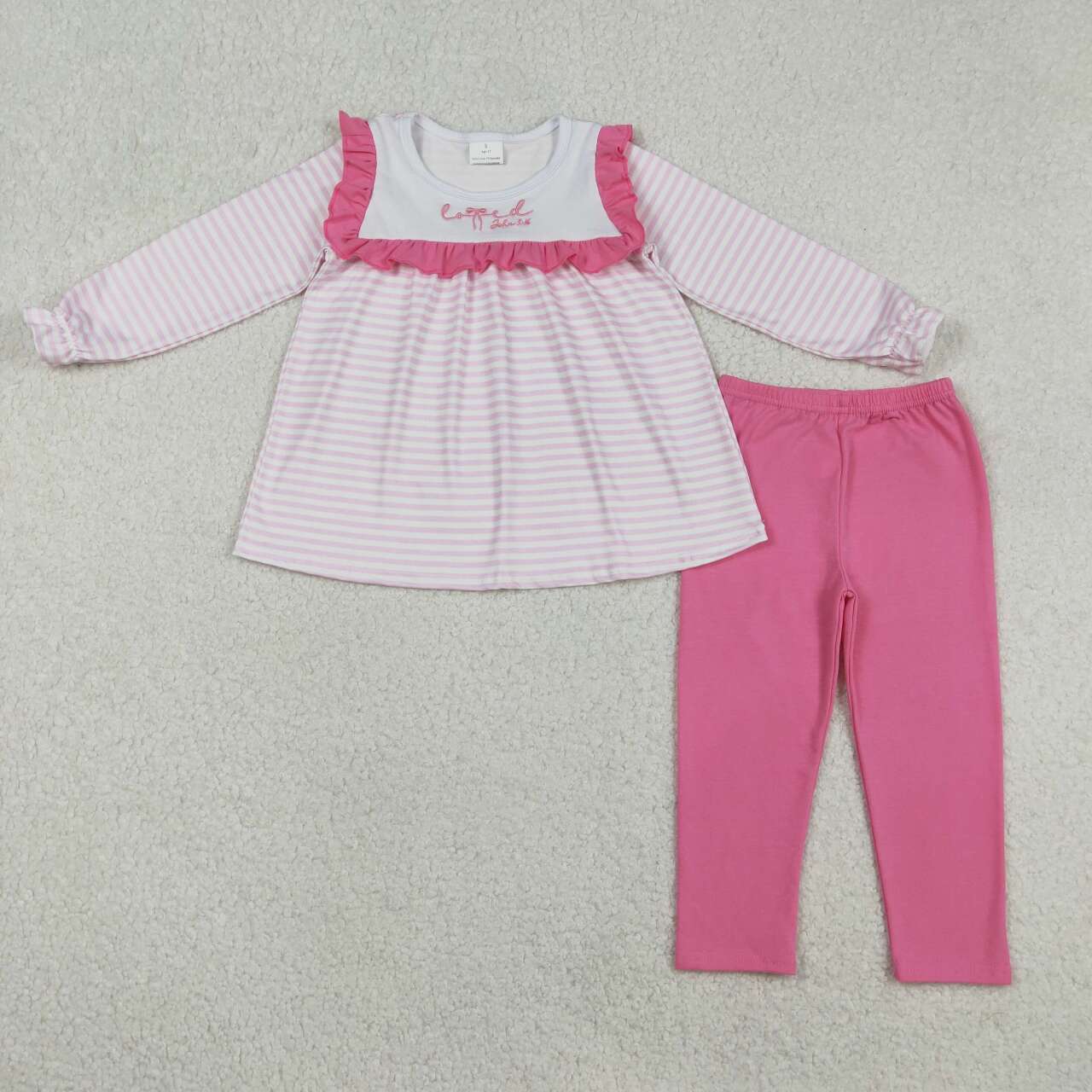 Lord design kids long sleeve embroidery top matching pants girls outfit