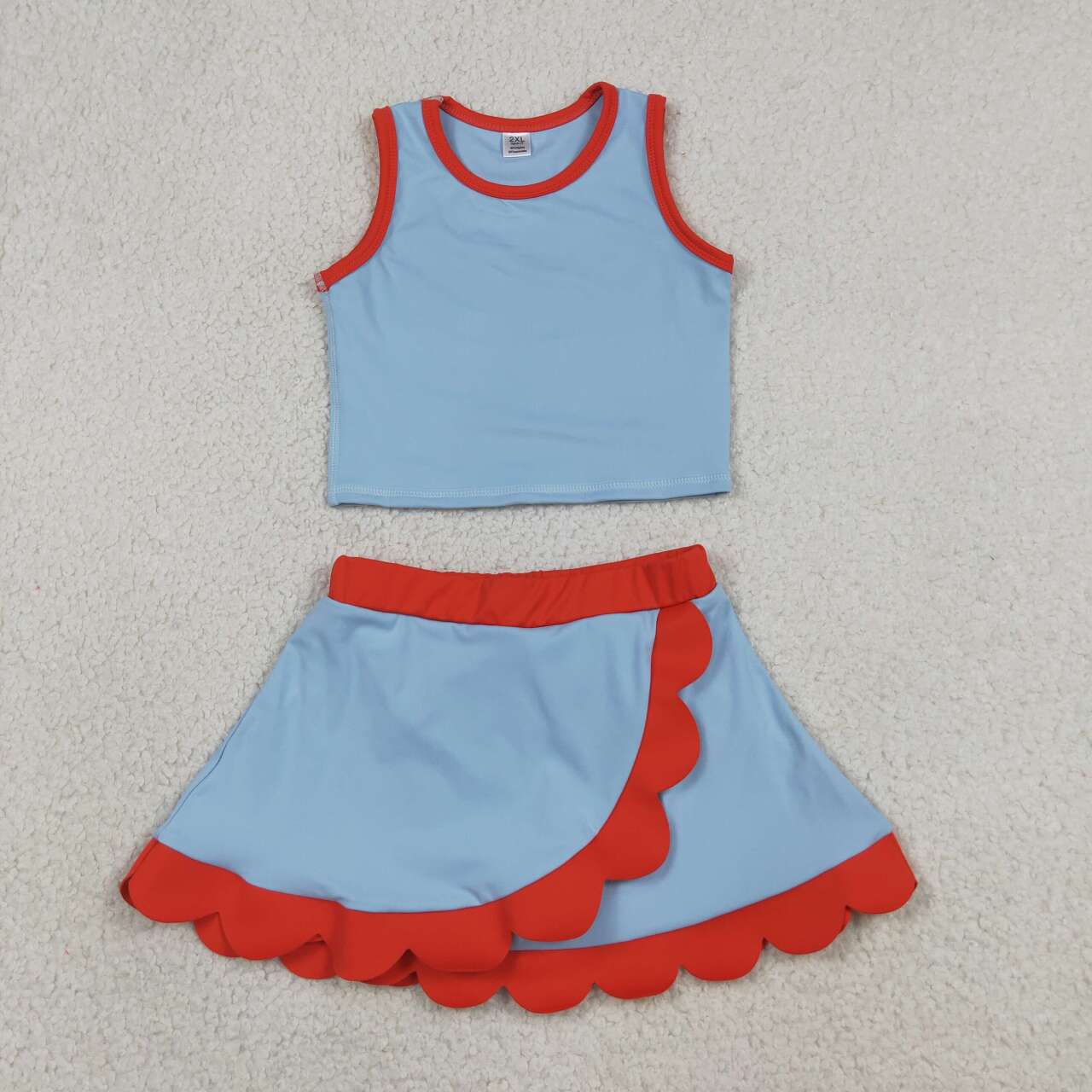 Blue yoga top matching skorts girls summer outfit