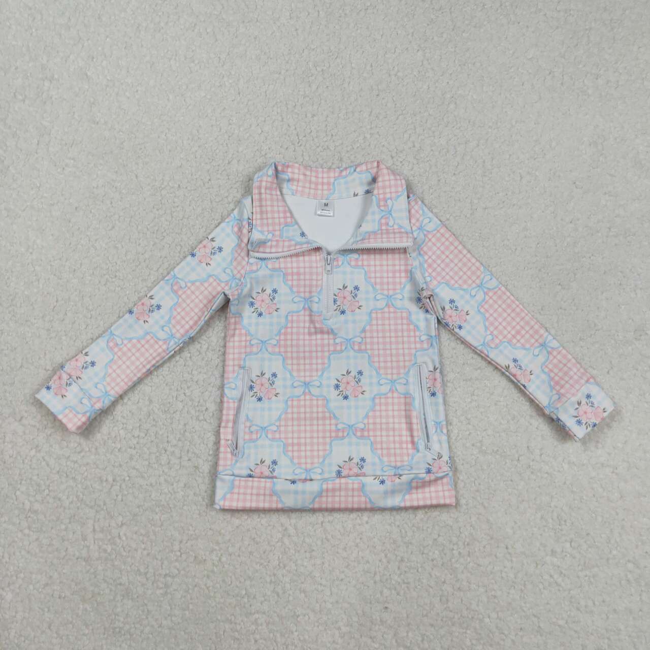 Baby Girls Pink Flowers Yoga Zip Top Pullover