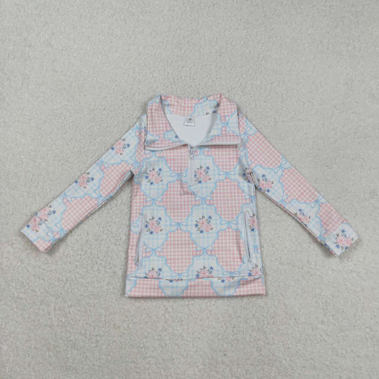 Baby Girls Pink Flowers Yoga Zip Top Pullover