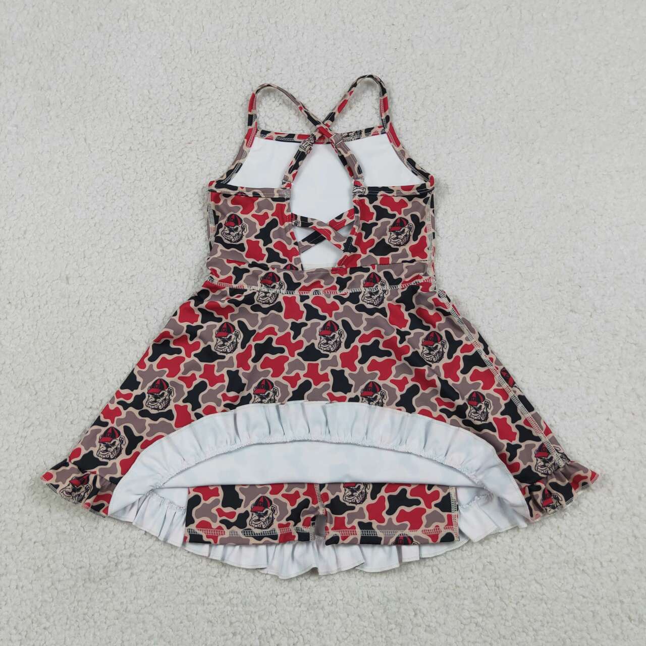 Bulldog Team camo design girls summer active yoga dress