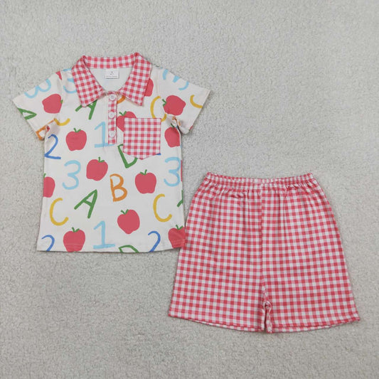 Back to school apple top matching outfit boy holiday outfit
