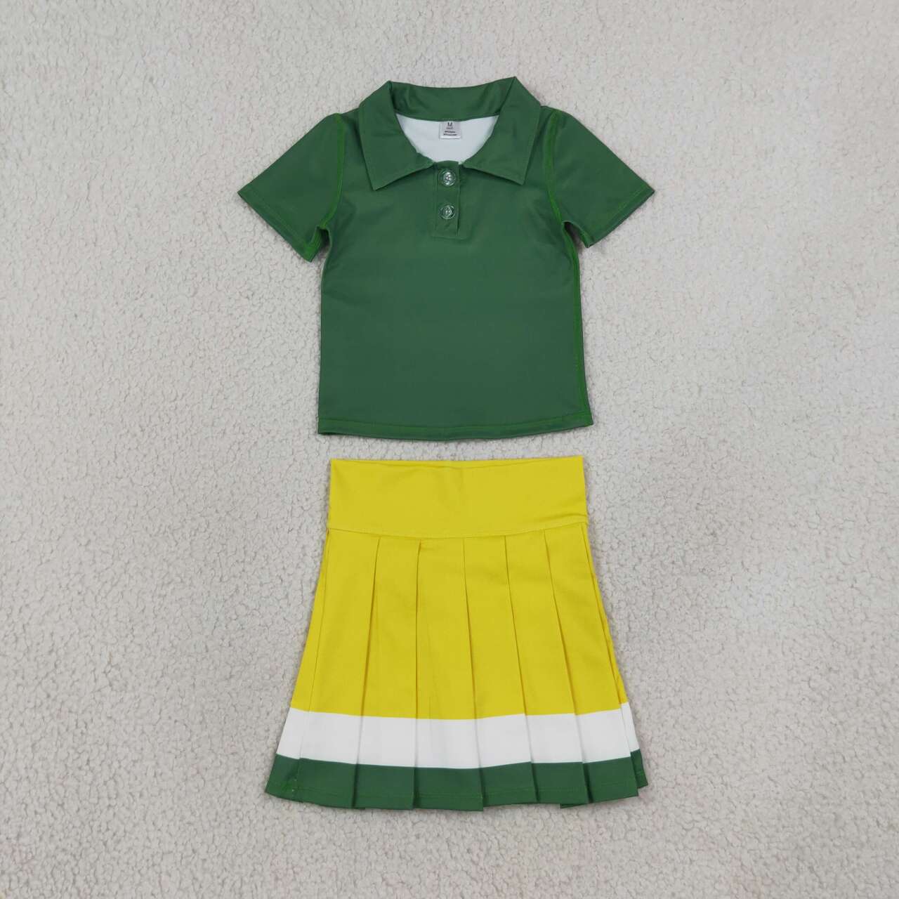 Green short sleeve top matching skirts girls summer yoga outfit