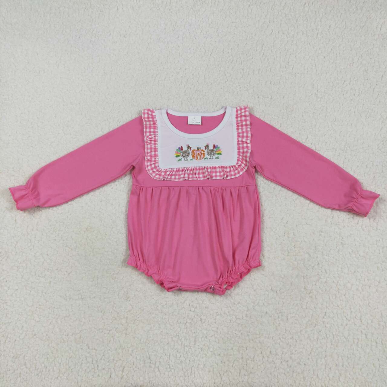 Baby girls embroidery Thanksgiving turkey pumpkin romper