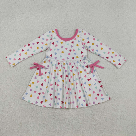Valentines heart design girls long sleeve dress
