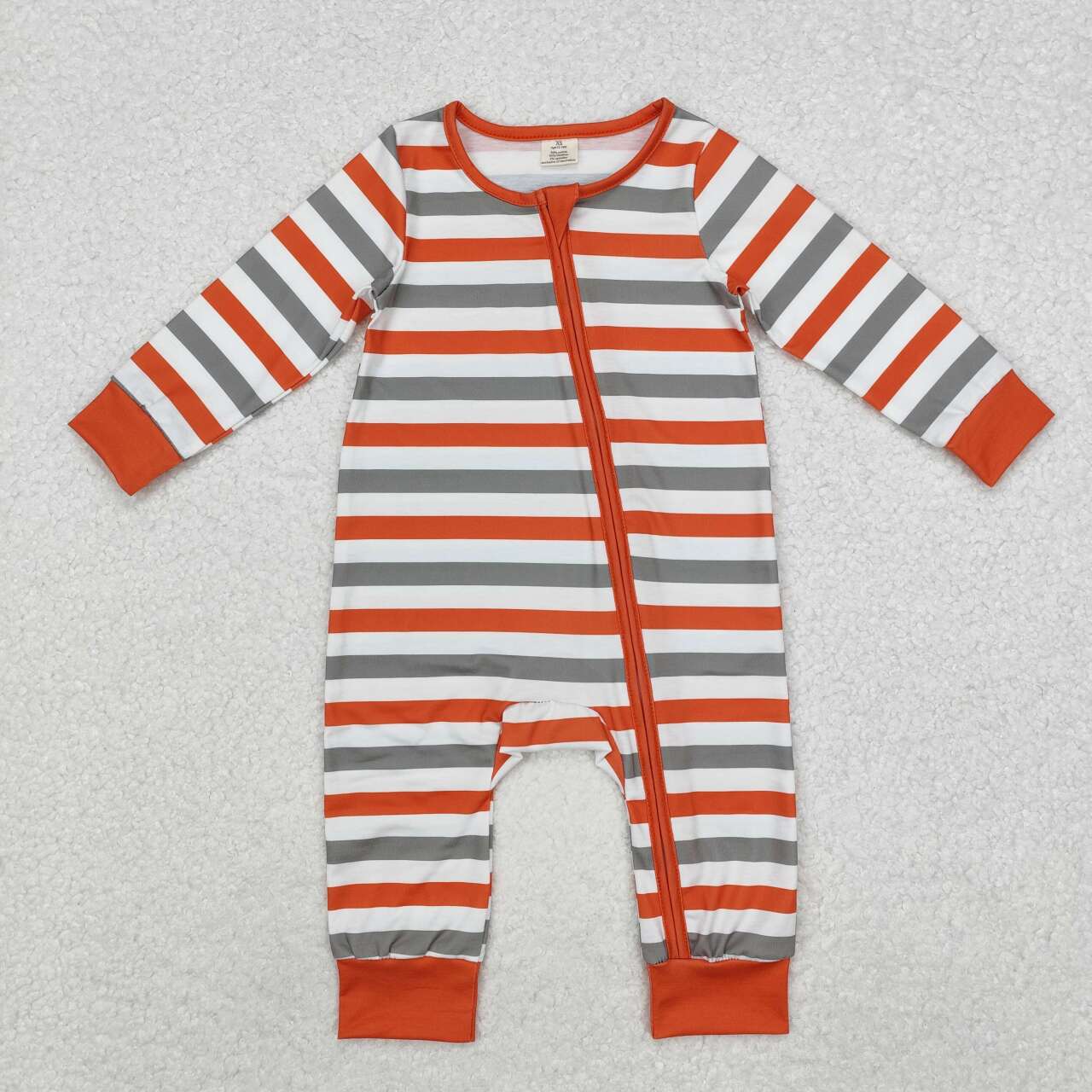 Toddle baby orange green stripes fall season bamboo romper