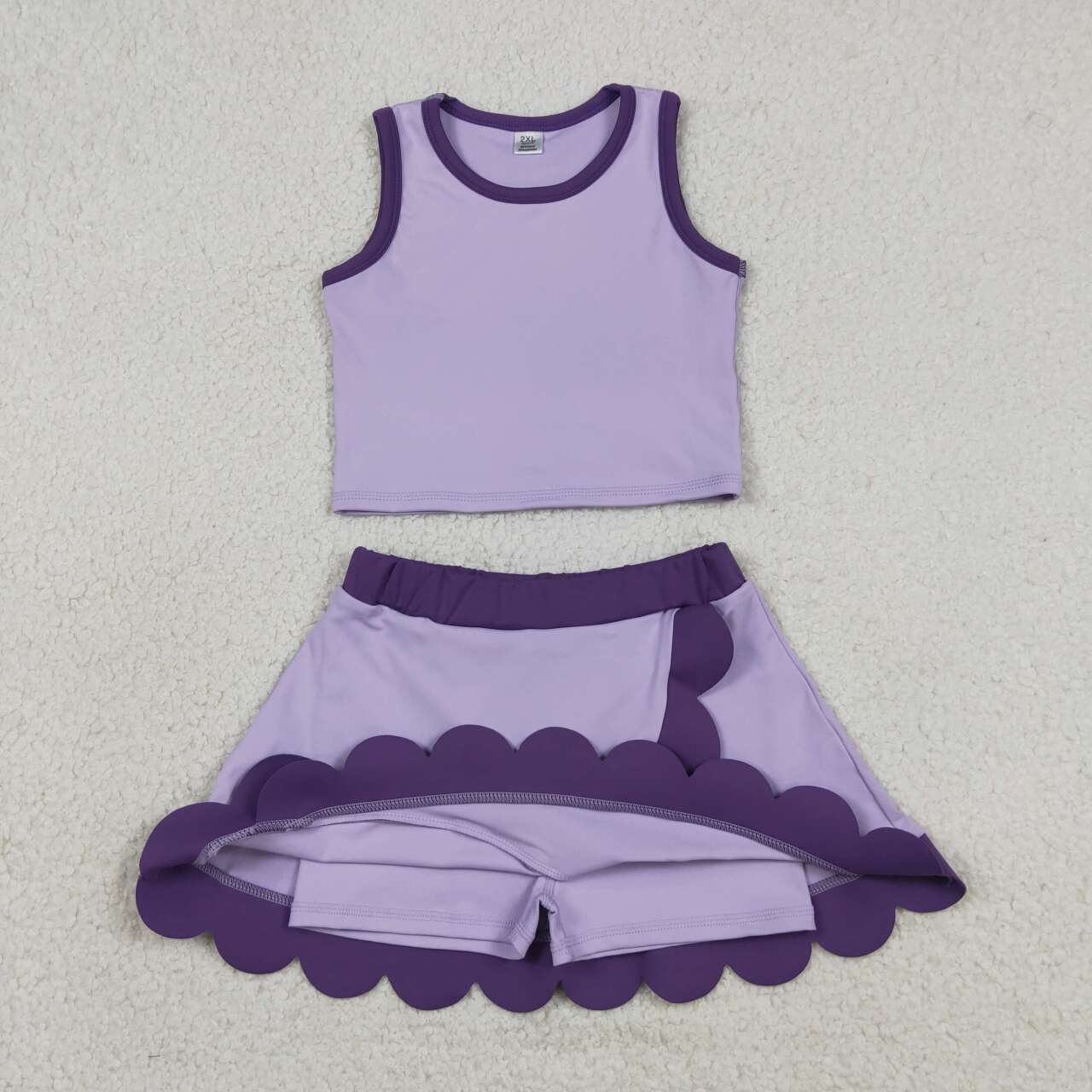Lavender yoga top matching skorts girls summer outfit