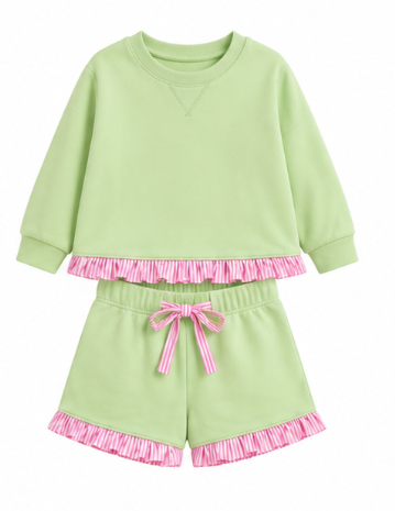 Toddle kids girls custom solid cotton design short sleeve outfit