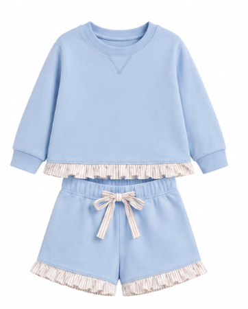 Toddle kids girls custom solid cotton design short sleeve outfit
