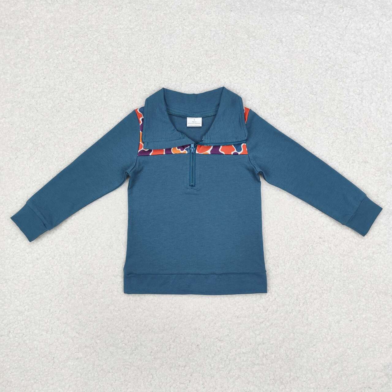 baby boy long sleeve blue orange camo pullover