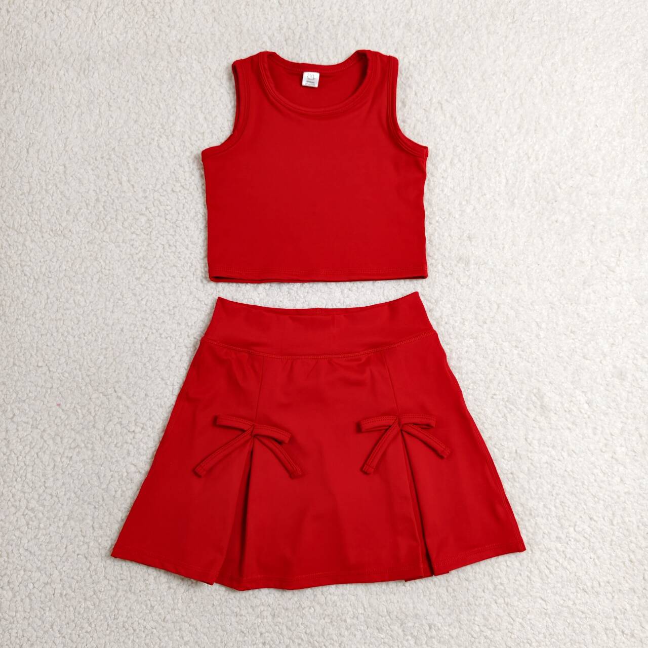 Red tank top matching yoga skirts active wear outfit