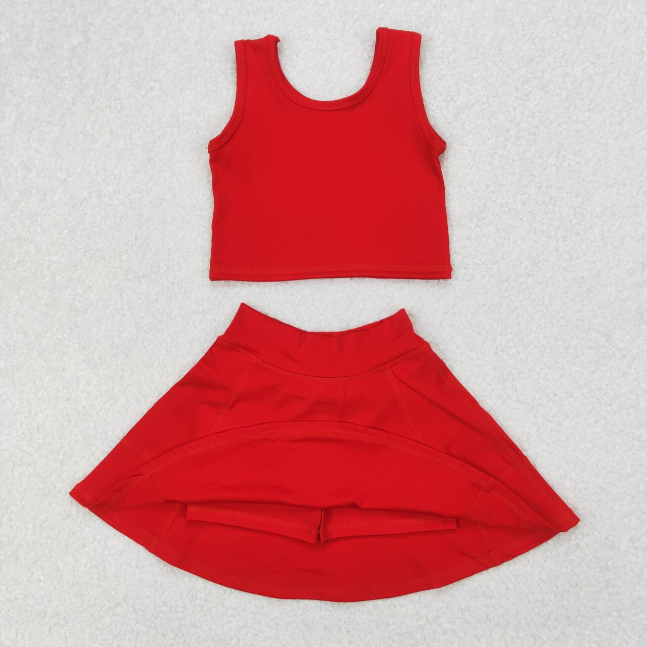 Baby girls red active wear athletic summer yoga skirt outfit