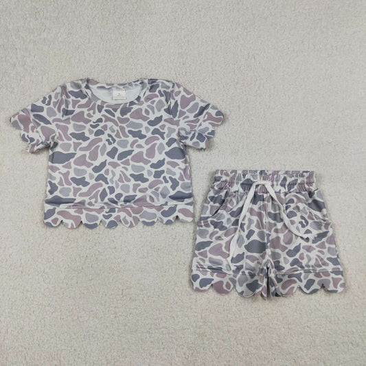 Light grey camo print toddle girls summer outfit