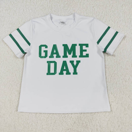 Baby girl short sleeve game day white yoga t-shirt