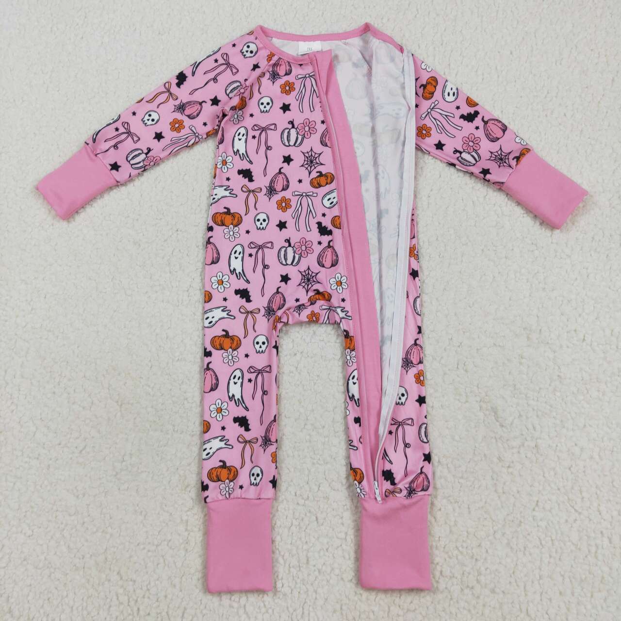 Halloween pumpkins ghost infant girls long sleeve romper
