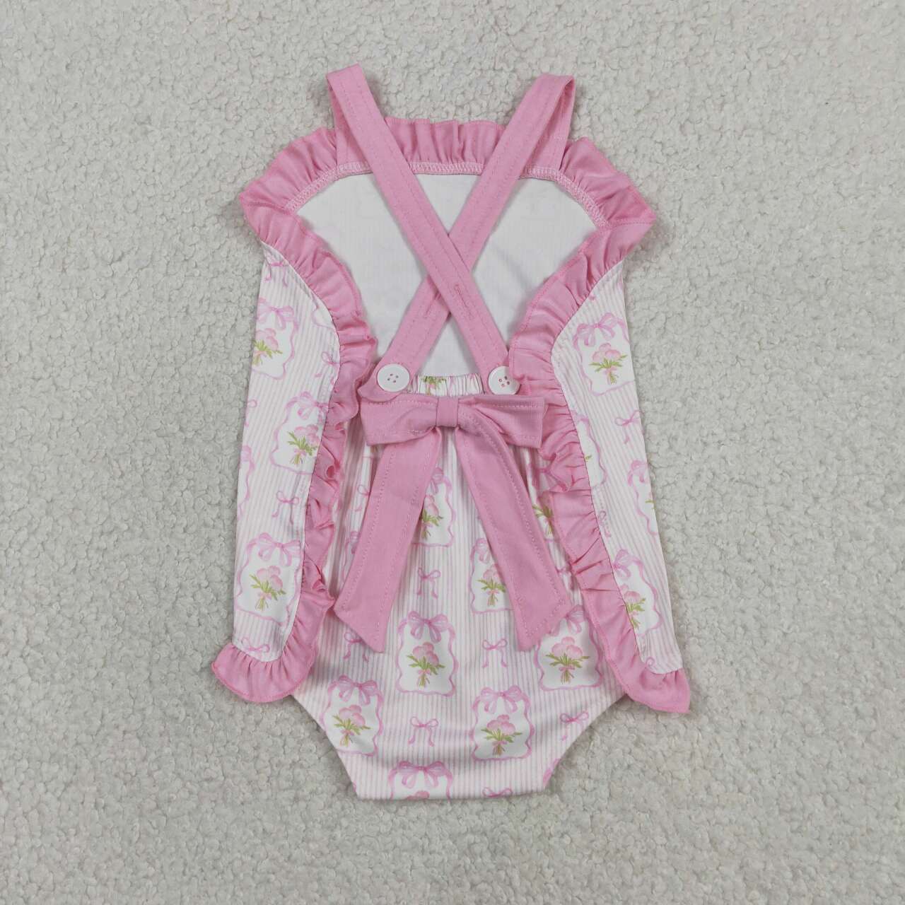 Pink flowers print toodle girl summer romper