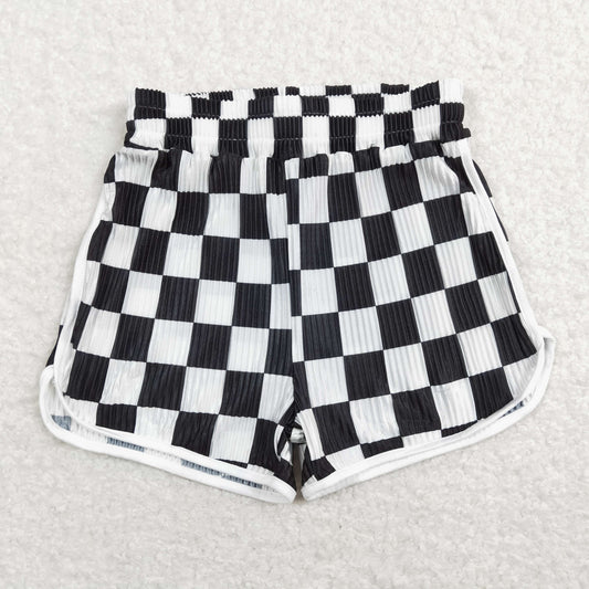 black white checkered girls summer shorts