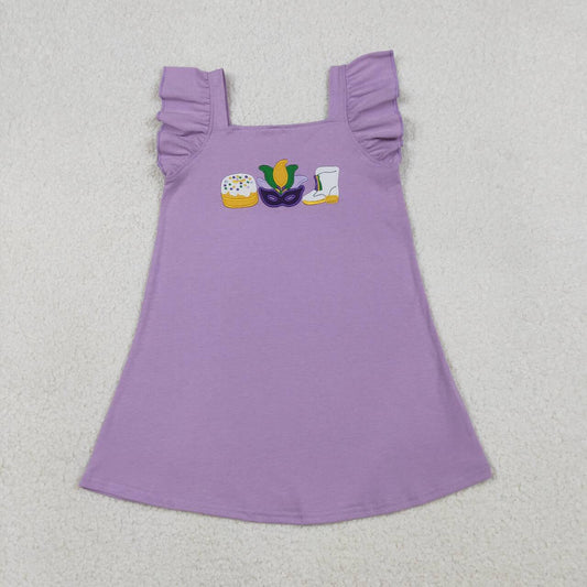 Mardi Gras kids girls short sleeve dress