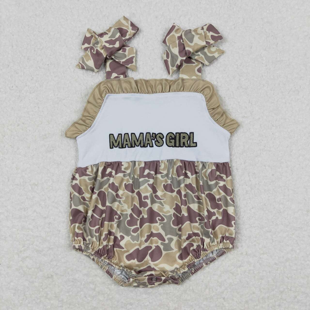 embroidery mamas girl camo romper