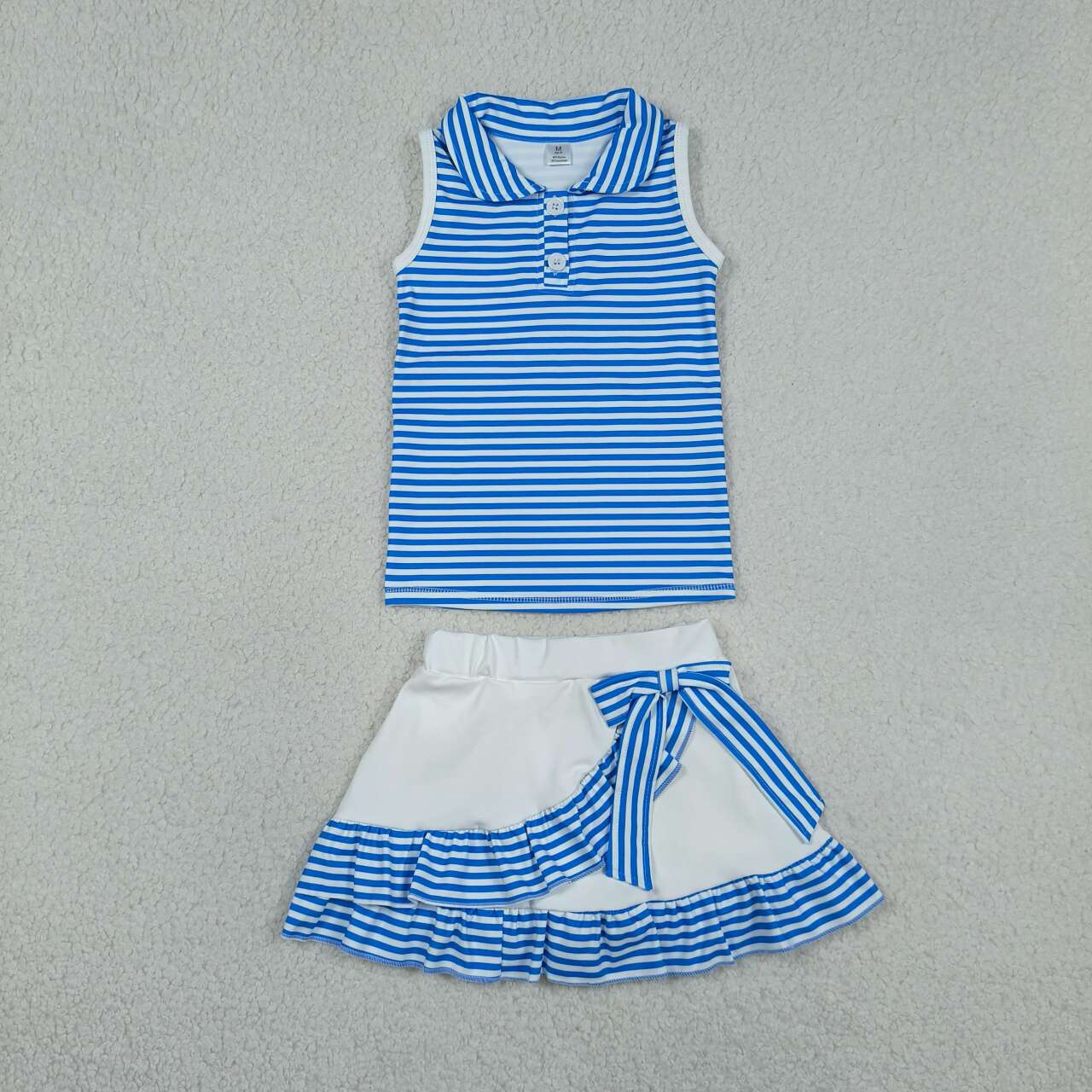 Blue stripes top matching skirt toddle baby girls yoga outfit