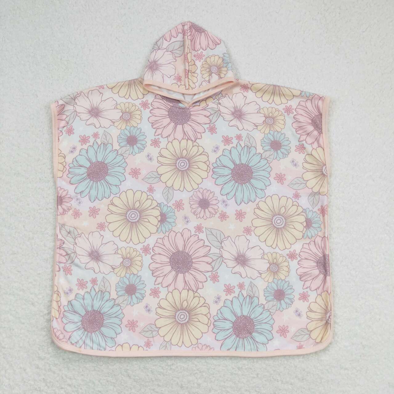 infant baby girls floral hooded towel