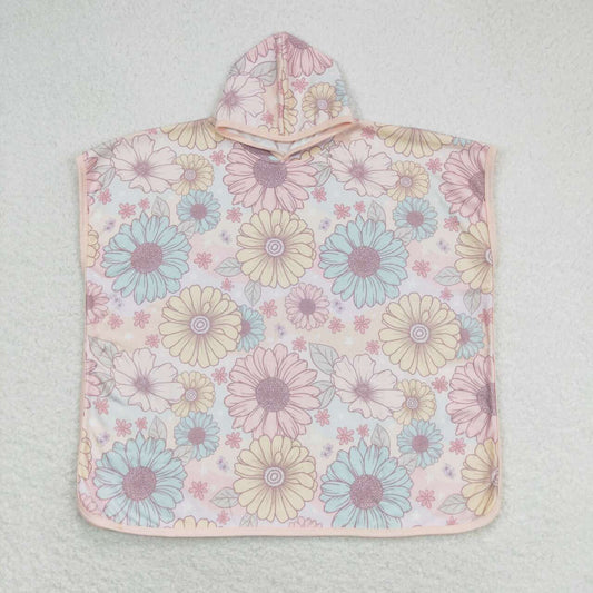 infant baby girls floral hooded towel